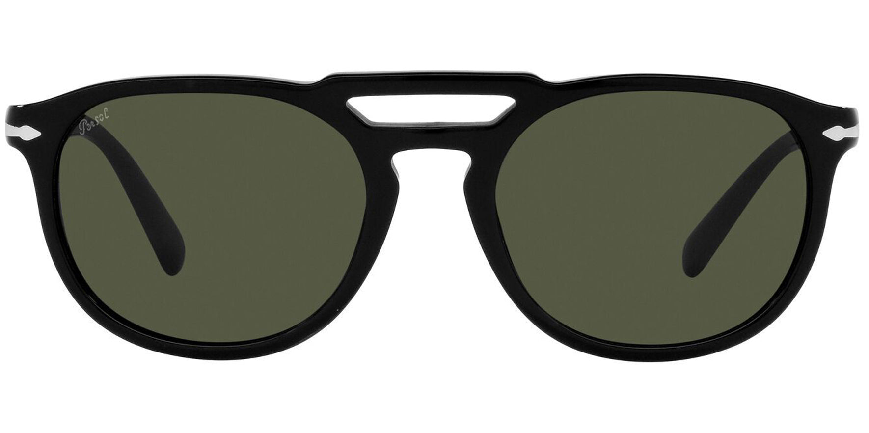 Persol Black Vintage-Style Soft Square Sunglasses PO3279S-9531 Green Lens 52mm