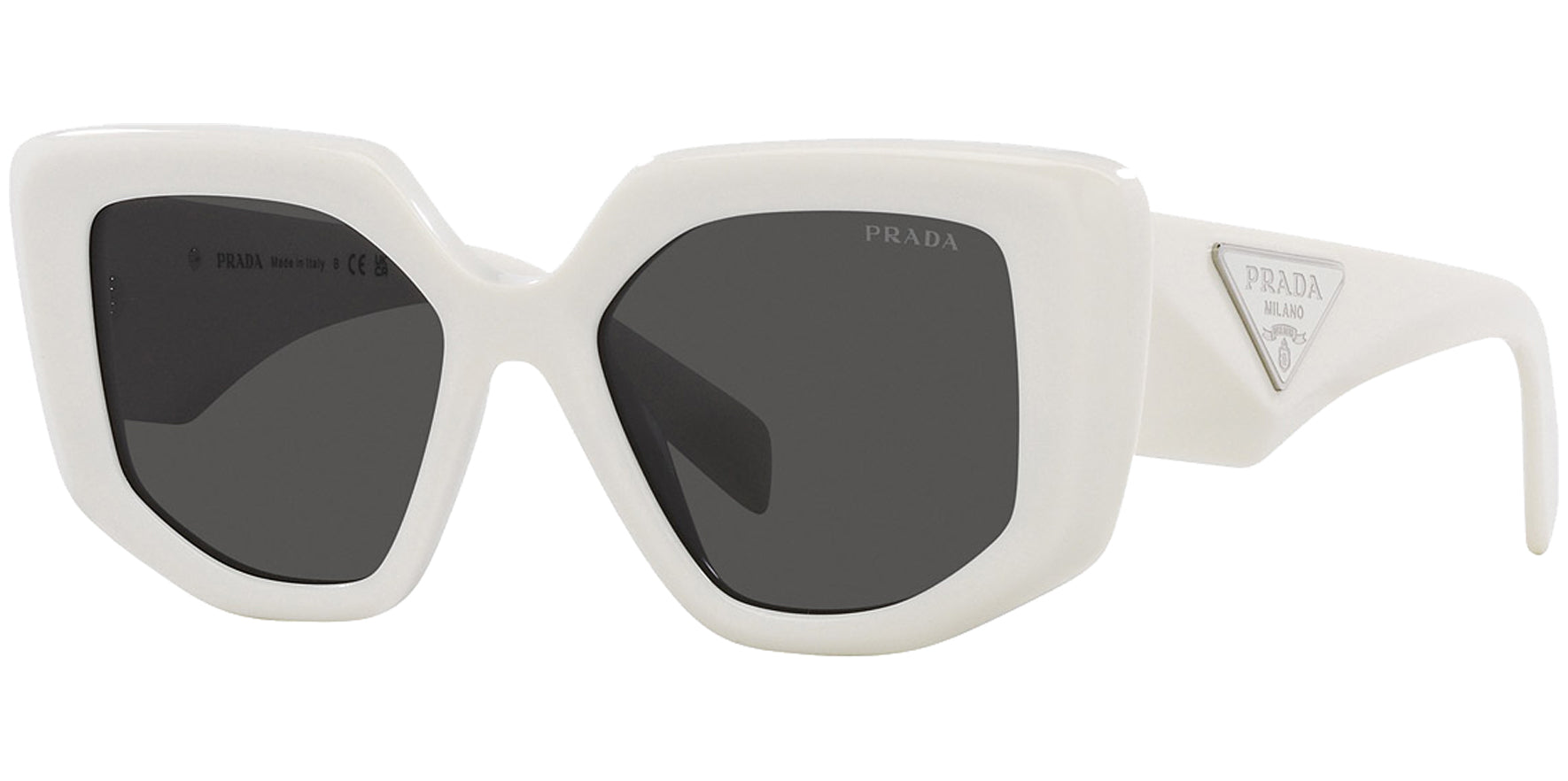 Prada Women Talc Geometric Cat Eye Sunglasses PR14ZS-1425S0 Dark Grey Lens 50mm