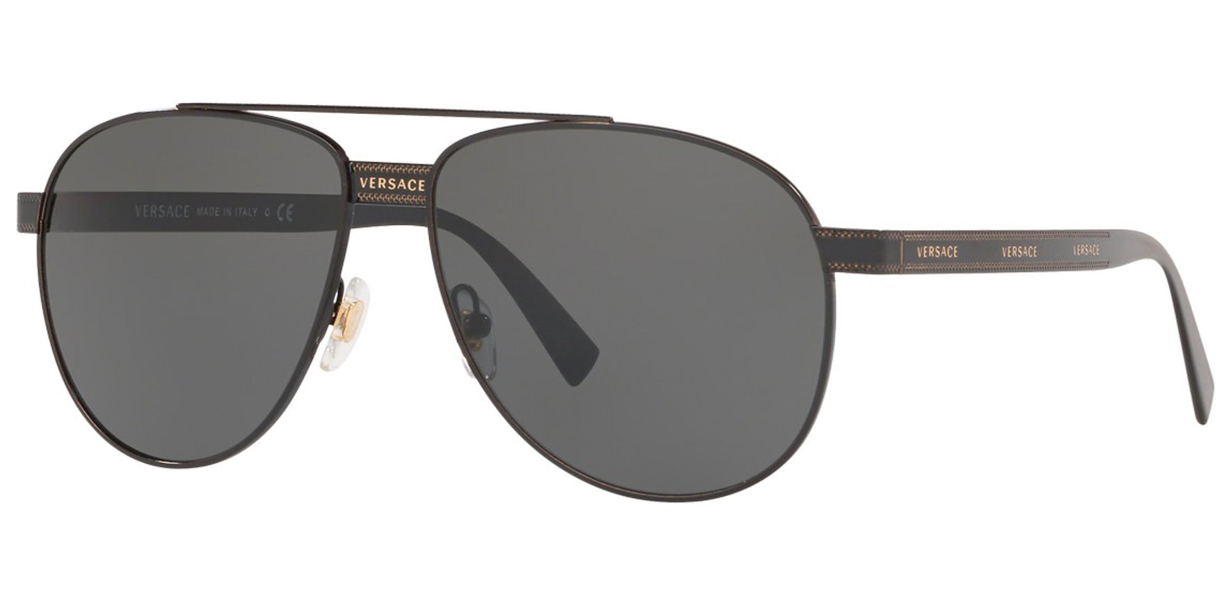 Versace Men Black Aviator Sunglasses VE2209-100987 Dark Grey Lens 58mm