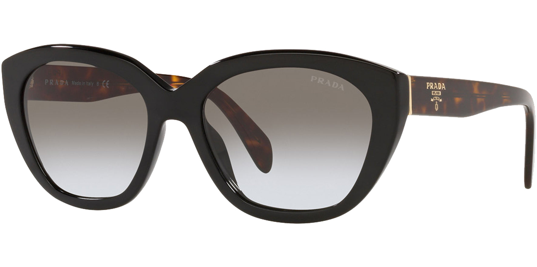 Prada Women Black Squared Cat Eye Sunglasses PR16XS-3890A7 Grey Gradient Lens 56mm