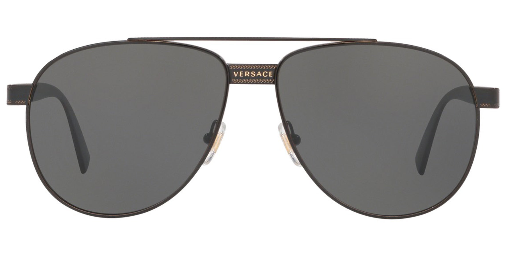 Versace Men Black Aviator Sunglasses VE2209-100987 Dark Grey Lens 58mm