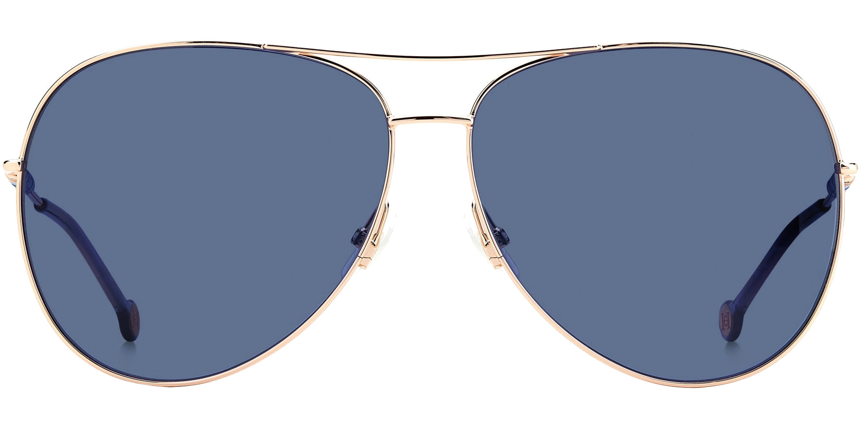 Carolina Herrera Women Gold-Tone Copper Aviator Sunglasses CH0034S-0DDB-KU Blue Lens 64mm