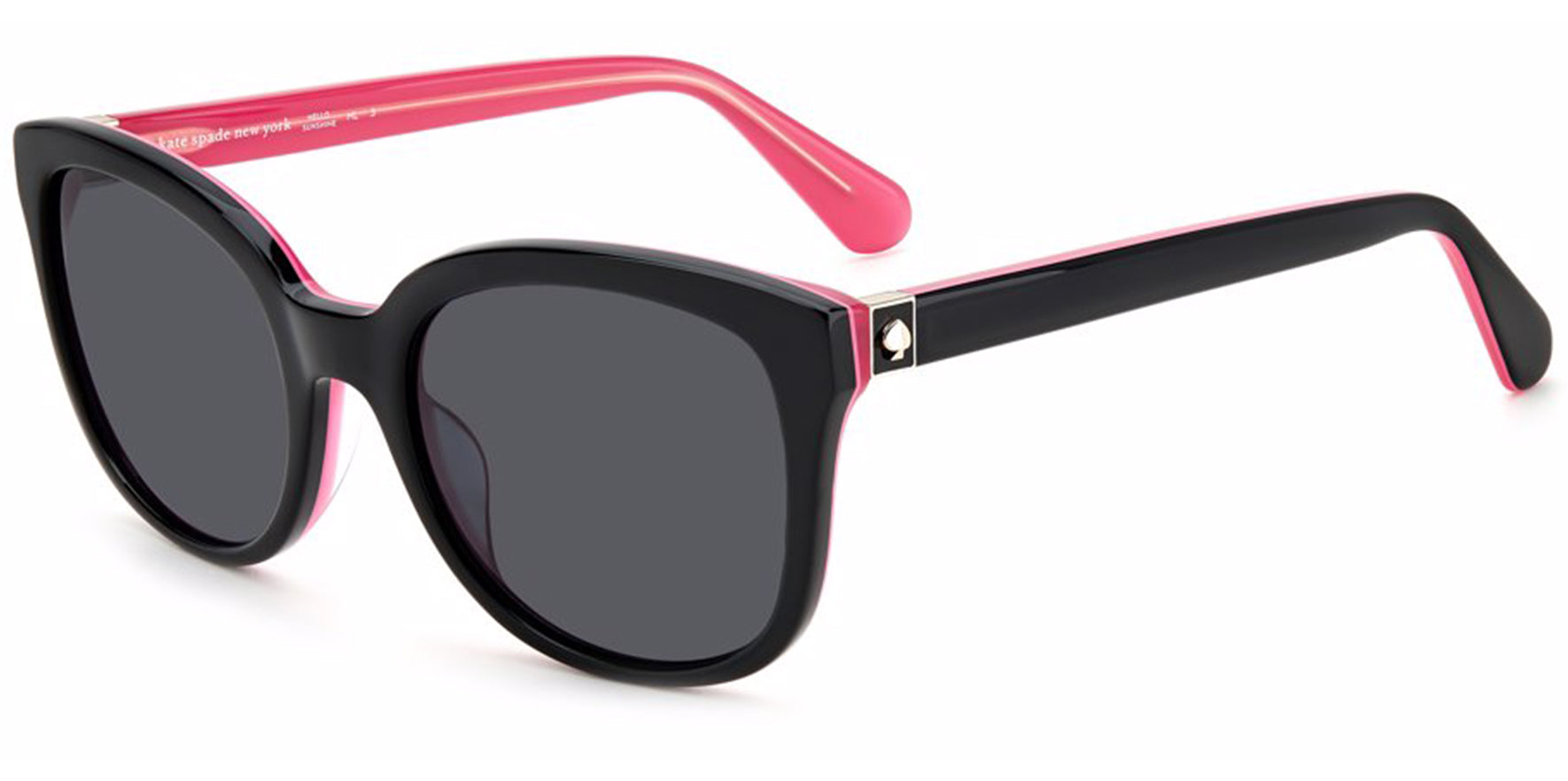 Kate Spade Gwenith Women Black/Pink Soft Square Classic Sunglasses 0807-IR Grey Lens 53mm